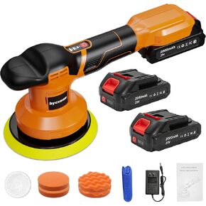 طقم تلميع عازل لاسلكي مع بطاريتين بقدرة 2000 مللي أمبير في الساعة 21 فولت، جهاز تلميع شمع السيارة 6 بوصة، 3 سرعات متغيرة، 6 قطع ملحقات إضافية، آلة تلميع السيارة للتفصيل، صنفرة القوارب، إزالة الخدوش in Kuwait