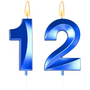 Big 2.76 inch Blue 12 Birthday Candle 11th Birthday Decorations for Boys, 12th Birthday Candles for Bruh Im 12 Birthday Decorations,Number 12 Candles in Kuwait