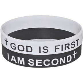God is First I am Second Bracelet Inspirational Bible Verses Bracelet Christian Rubber Wristbands Bracelets Motivational Faith Jewelry for Women Men in Kuwait