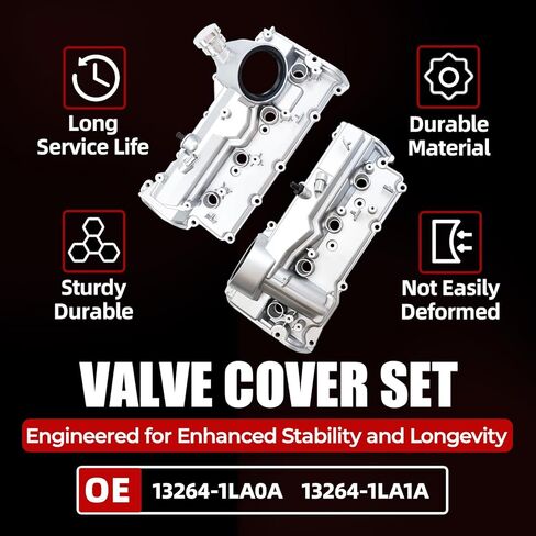 MITZONE Aluminum Valve Cover Set Compatible with Nissan Titan Armada Titan XD 2016-2024 NV2500 NV3500 2017-2021 Infiniti QX80 QX56 2011-2020 5.6L Replace 132641LA1A 13264-EZ30B Silver in Saudi Arabia