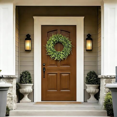 26" Large Green Artificial Eucalyptus Wreath, Natural Frosted Greenery, UV & Weatherproof Indoor Outdoor Front Door Wreath, All Season Farmhouse Home Decor for Wedding Holiday in Saudi Arabia