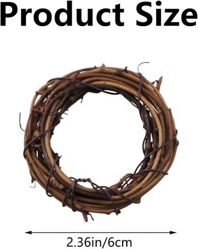 12PCS Natural Grapevine Wreath Set Diameter 2.36 Inches Handmade Rattan Woven Rings DIY Autumn Home Decoration Materials for Christmas Door Dried Flowers Wall Hangings Wedding Parties in Saudi Arabia