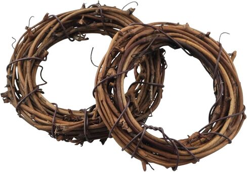 12PCS Natural Grapevine Wreath Set Diameter 2.36 Inches Handmade Rattan Woven Rings DIY Autumn Home Decoration Materials for Christmas Door Dried Flowers Wall Hangings Wedding Parties in Saudi Arabia