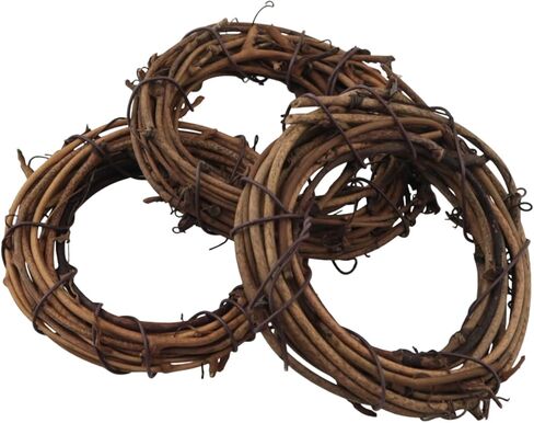 12PCS Natural Grapevine Wreath Set Diameter 2.36 Inches Handmade Rattan Woven Rings DIY Autumn Home Decoration Materials for Christmas Door Dried Flowers Wall Hangings Wedding Parties in Saudi Arabia