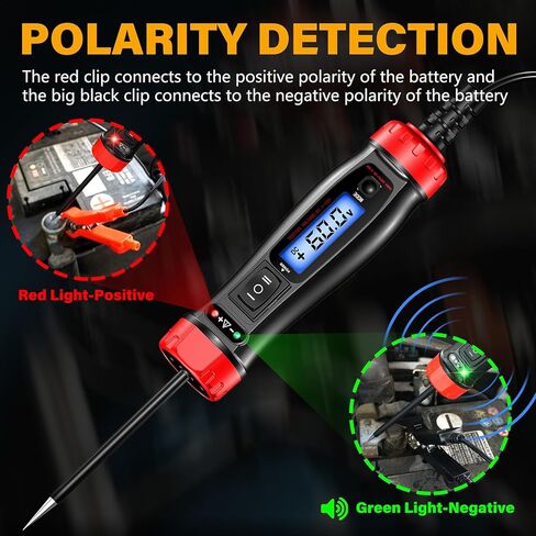 جهاز اختبار مسبار دائرة الطاقة، 5-60 فولت تيار مستمر LCD ضوء اختبار السيارات الرقمي، جهاز اختبار الجهد التلقائي مع الفولتميتر والإضاءة، أداة اختبار استمرارية تردد مكون مرحل فيوز السيارة in Kuwait