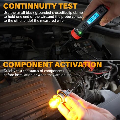 جهاز اختبار مسبار دائرة الطاقة، 5-60 فولت تيار مستمر LCD ضوء اختبار السيارات الرقمي، جهاز اختبار الجهد التلقائي مع الفولتميتر والإضاءة، أداة اختبار استمرارية تردد مكون مرحل فيوز السيارة in Kuwait