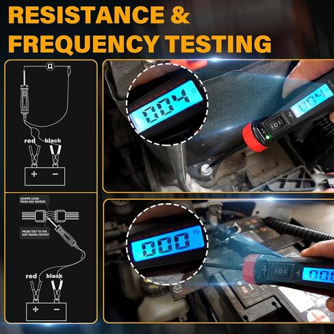 جهاز اختبار مسبار دائرة الطاقة، 5-60 فولت تيار مستمر LCD ضوء اختبار السيارات الرقمي، جهاز اختبار الجهد التلقائي مع الفولتميتر والإضاءة، أداة اختبار استمرارية تردد مكون مرحل فيوز السيارة in Kuwait