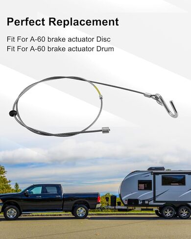 34370 Trailer Safety Breakaway Cable with Hook UpFit For A-60 Brake Actuator Disc and Drum Replace 32264K 071-195-00 in Kuwait