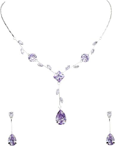Faship Gorgeous CZ Crystal Floral Necklace Earrings Set in Saudi Arabia