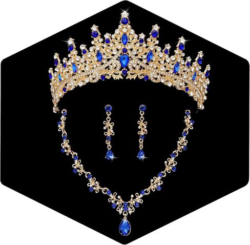 Crystal Crown and Jewelry Set for Women Royal Tiaras Earrings Necklace for Bridal Wedding Princess and Queen Costume Jewelry for Prom Pageant Pageant Birthday Party Halloween Quinceanera in Saudi Arabia