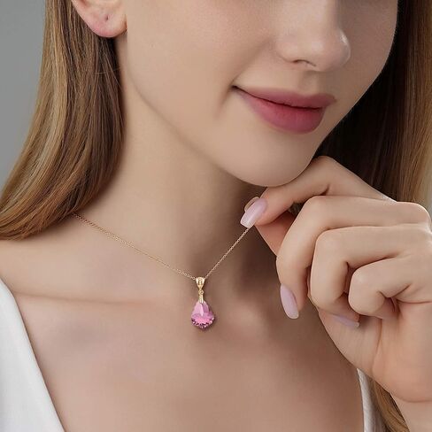 EVEVIC Austrian Crystals Baroque Pendant Necklace Earrings for Women 14K Gold Plated Hypoallergenic Hook Drop Dangle Earrings Jewelry Set (Pink) in Saudi Arabia