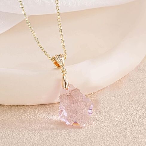 EVEVIC Austrian Crystals Baroque Pendant Necklace Earrings for Women 14K Gold Plated Hypoallergenic Hook Drop Dangle Earrings Jewelry Set (Pink) in Saudi Arabia