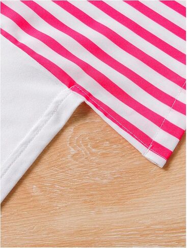 OYOANGLE Girl's Striped Short Sleeve Summer Tie Front Mini Dress Color Block Bow Asymmetrical Hem Dress in Saudi Arabia