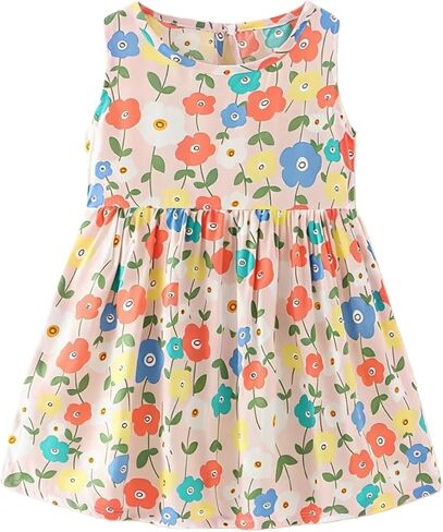 Toddler Girls Dresses Baby Sleeveless Playwear Dress Infant Summer Lightweight Tank Sundress for Little Girls 0-7 Years in Saudi Arabia