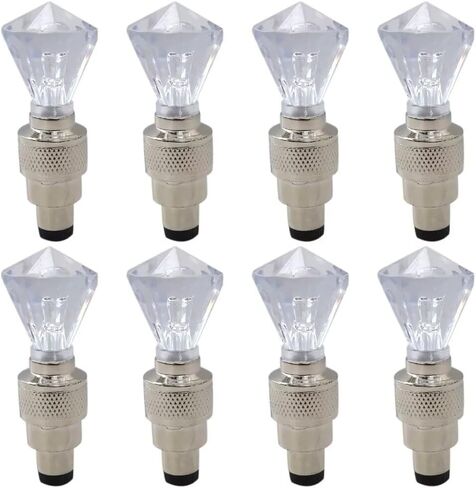 8 Pcs 2025 Upgraded GEM Shape Valve Stem LED Wheel Lights Cap Car Auto Wheel Tire Tyre Air Valve Stem LED Light Cap Cover Accessories for Bike Car Motorcycle Blue (Blue LED) in Saudi Arabia
