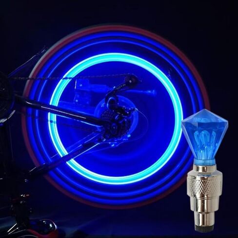 8 Pcs 2025 Upgraded GEM Shape Valve Stem LED Wheel Lights Cap Car Auto Wheel Tire Tyre Air Valve Stem LED Light Cap Cover Accessories for Bike Car Motorcycle Blue (Blue LED) in Saudi Arabia