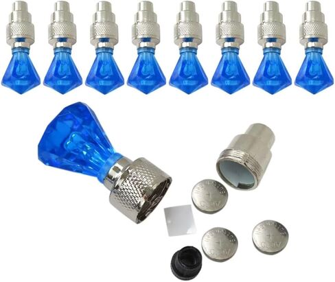 8 Pcs 2025 Upgraded GEM Shape Valve Stem LED Wheel Lights Cap Car Auto Wheel Tire Tyre Air Valve Stem LED Light Cap Cover Accessories for Bike Car Motorcycle Blue (Blue LED) in Saudi Arabia