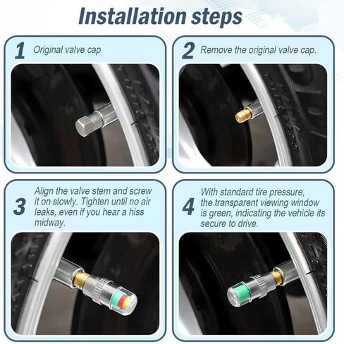 16 Pack Car Tire Pressure Monitor Valve Stem Caps, 2.4Bar 36PSI Tire Pressure Caps, with 3-Color Indicator Light for Warning, Compatible with Most Cars (Silver and Gold) in Saudi Arabia