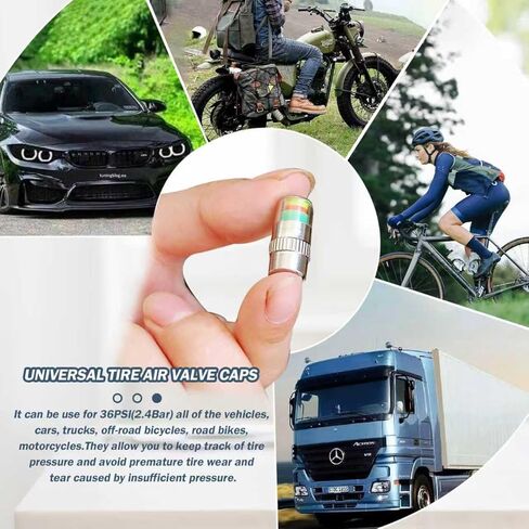 16 Pack Car Tire Pressure Monitor Valve Stem Caps, 2.4Bar 36PSI Tire Pressure Caps, with 3-Color Indicator Light for Warning, Compatible with Most Cars (Silver and Gold) in Saudi Arabia
