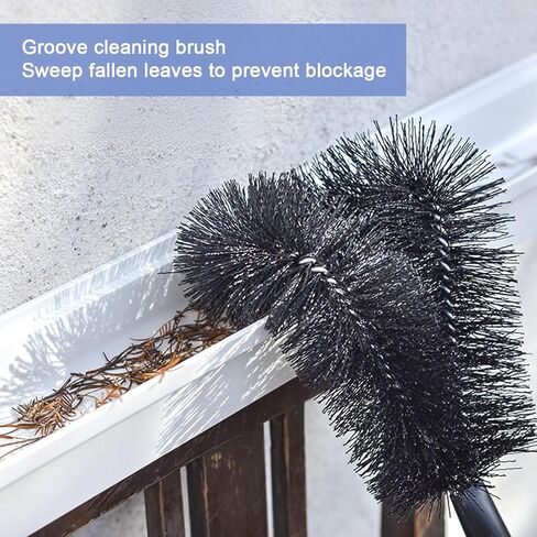 أدوات تنظيف الميزاب من الأرض - بطول 10.5 قدم مع 8 أعمدة وفرشتين، لا حاجة إلى سلم | أوراق سهلة التنظيف وحطام الأكواخ ومزاريب أسطح المنازل ومياه الصرف الصحي in Kuwait