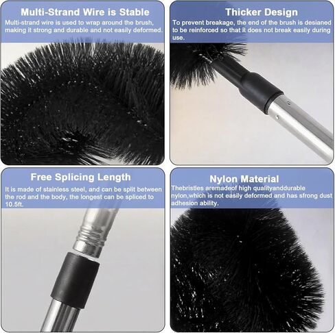 أدوات تنظيف الميزاب من الأرض - بطول 10.5 قدم مع 8 أعمدة وفرشتين، لا حاجة إلى سلم | أوراق سهلة التنظيف وحطام الأكواخ ومزاريب أسطح المنازل ومياه الصرف الصحي in Kuwait