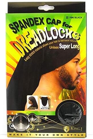 King.J Super Long Unisex Spandex Cap for Dreadlocks (Black) in Kuwait
