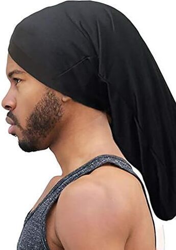 King.J Super Long Unisex Spandex Cap for Dreadlocks (Black) in Kuwait