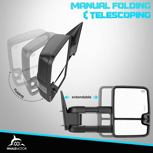 Smoked Heated Tow Mirrors Compatible with 2003-2006 Chevy Silverado GMC Sierra 1500 2500 3500, Extended Trailer Towing Side Mirror w/Backup Light, Tahoe Suburban Avalanche Yukon Escalade in Saudi Arabia