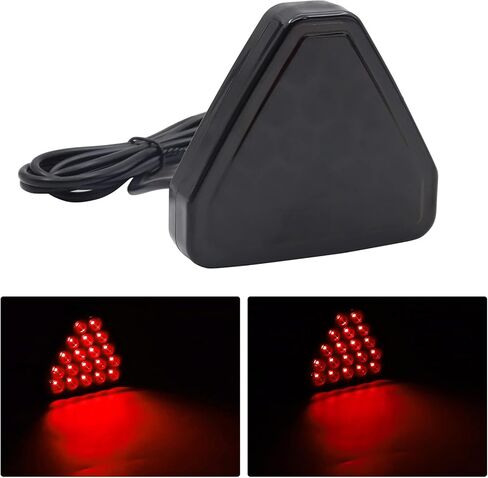 jose2015 قطعة واحدة من ضوء الفرامل الخلفي للسيارة المثلث باللون الأحمر، مصباح فرامل خلفي عالمي 12 فولت 19 مصباح فرامل ثالث ضوء F1 لدراجة نارية ATV شاحنة SUV (غلاف أسود) in Kuwait
