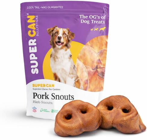 SUPER CAN BULLYSTICKS Natural Half Pig Ears for Dogs (15 Count) - 100% Natural Pork Ear - Dog Chews for Medium-Large Dogs Easily Digestible Dog Snack in Kuwait