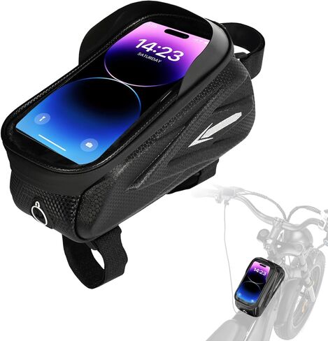 Hard Shell Frame Bag Compatible Fit for Ridstar Q20/Q20 Pro Lite EBike, Waterproof Phone Mount Pouch,Top Tube Storage Bag,Headphone Cable Hole in Saudi Arabia