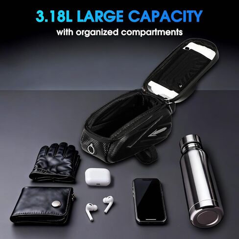 Hard Shell Frame Bag Compatible Fit for Ridstar Q20/Q20 Pro Lite EBike, Waterproof Phone Mount Pouch,Top Tube Storage Bag,Headphone Cable Hole in Saudi Arabia