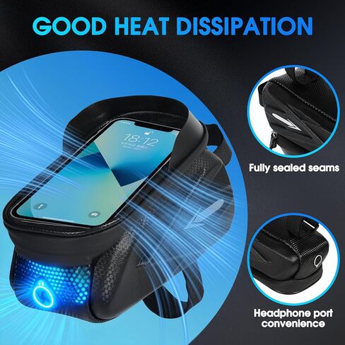 Hard Shell Frame Bag Compatible Fit for Ridstar Q20/Q20 Pro Lite EBike, Waterproof Phone Mount Pouch,Top Tube Storage Bag,Headphone Cable Hole in Saudi Arabia