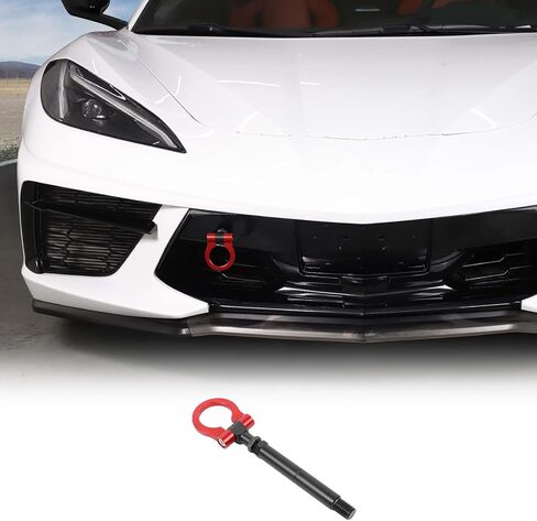 Front Bumper Tow Hook Compatible with Chevrolet Corvette C8 2020-2026, Race Style Front Tow Hook O-Ring, Exterior Tow Hook Trailer Hitch Accessories (Red) in Saudi Arabia
