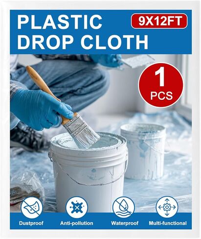 1 قطعة 9x12ft الرسام البلاستيك قطرة الملابس ورقة ، مقاوم للماء غطاء مضاد للغبار ، قماش القنب المتاح للرسم للأريكة/غطاء الأثاث in Kuwait