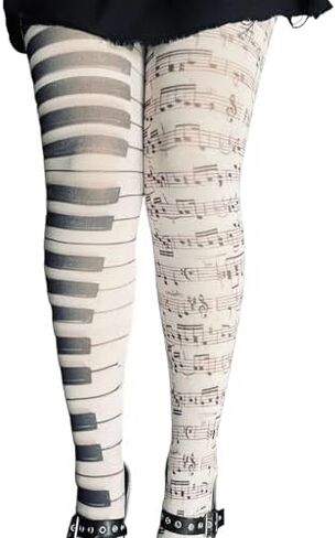 Y2K Scene Whimsy Twee Piano Funky Tights Emo Grunge Women Music Note Legging Clothes Accessories in Saudi Arabia
