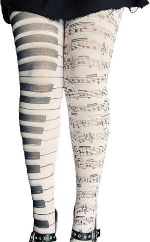 Y2K Scene Whimsy Twee Piano Funky Tights Emo Grunge Women Music Note Legging Clothes Accessories in Saudi Arabia