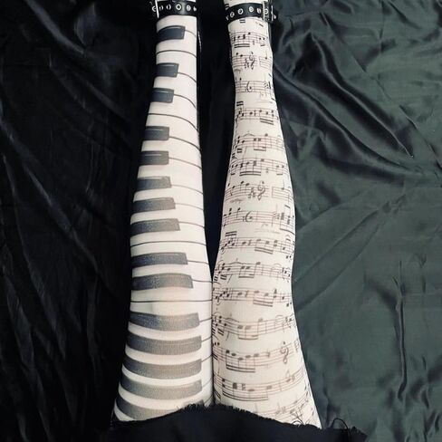 Y2K Scene Whimsy Twee Piano Funky Tights Emo Grunge Women Music Note Legging Clothes Accessories in Saudi Arabia