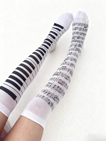 Y2K Scene Whimsy Twee Piano Funky Tights Emo Grunge Women Music Note Legging Clothes Accessories in Saudi Arabia
