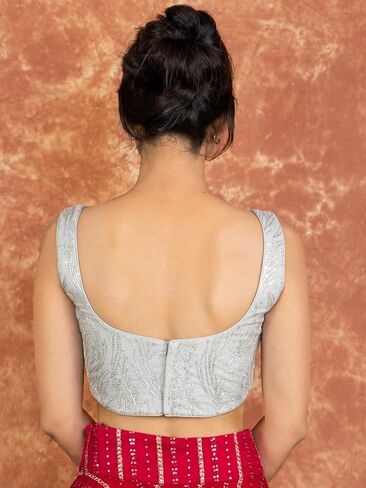 FIGURE'S DESIGNER Women's Corset Hand Embroidered Sequin Sleeveless Square Neck Readymade Saree Blouse C2 in Saudi Arabia
