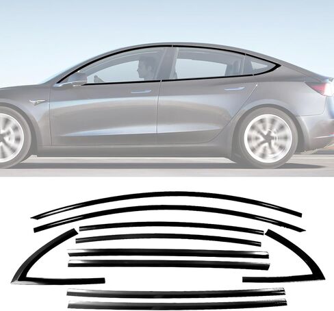 Stainless Steel Window Trim Chrome Delete for Tesla Model 3 2017-2026 Black Window Trim Blackout Kit in Saudi Arabia