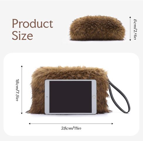 Oweisong Faux Fur Purse for Women Formal Furry Evening Clutch Plush Fluffy Shoulder Bag Wristlet Handbag in Saudi Arabia