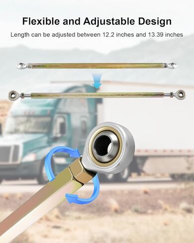 2pcs Golden Hole Adjustable Steering Shaft Tie Rod Ball Joint 310mm-340mm 10mm Hole, Fit For DIY Mini Bike ATV Go Kart Moped Scooter Quad Off Road Steering Column Steering Suspension in Saudi Arabia