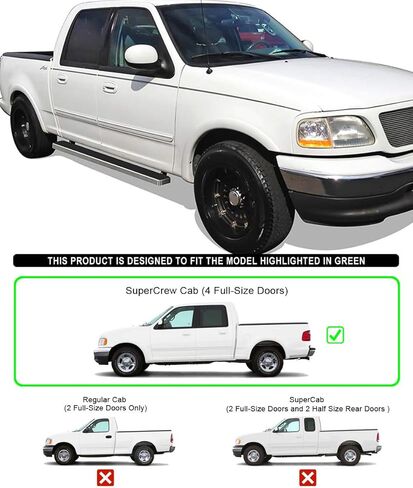 HD Ridez Running Boards Compatible with Ford F150 2001-2003 SuperCrew Cab (Include 04 Heritage) Steel Board 5" Polished Nerf Bar Side Steps Side Bars in Saudi Arabia