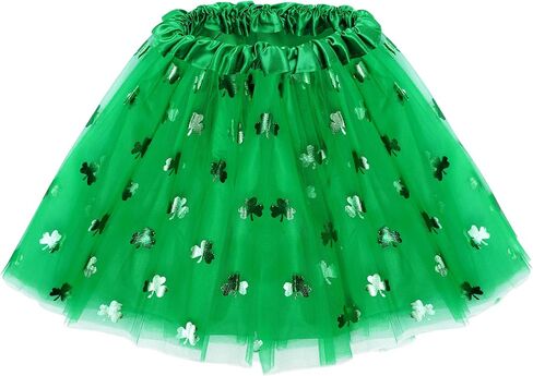 Womens St. Patrick's Day Tutu Skirt 4 Layered Green Tulle Skirt with Lined for Adult and Teens in Saudi Arabia