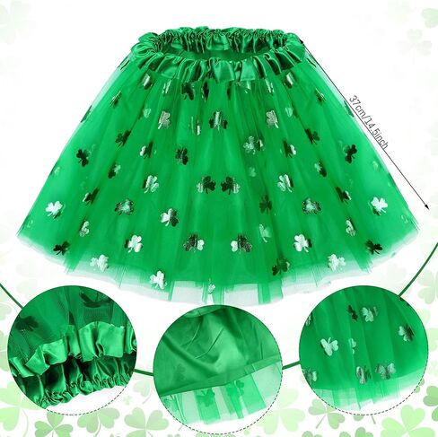Womens St. Patrick's Day Tutu Skirt 4 Layered Green Tulle Skirt with Lined for Adult and Teens in Saudi Arabia