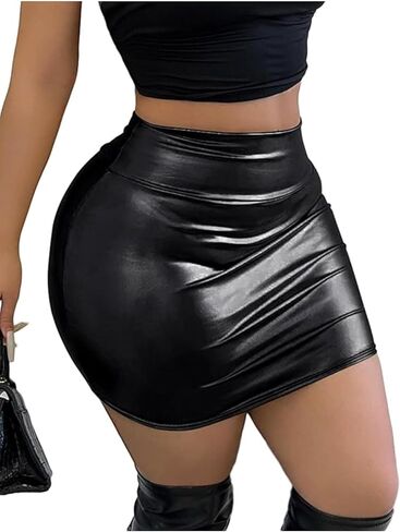 Women's Mini Skirt – Stretch Knit Bodycon Slim Fit Pencil Solid Skirts in Saudi Arabia