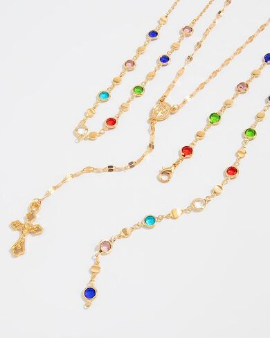 Long Gold Cross Necklaces for Women Colorful Crystal Gemstone Y Shaped Necklaces Layered Rhinestone Gold Cross Pendant Clavicle Neck-lace Wedding Party Prom Jewelry Accessories Gifts for Her in Saudi Arabia