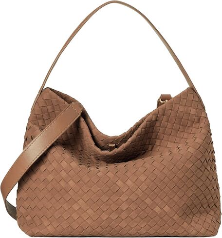Woven Suede Tote Bag for Women Faux Suede Hobo Bag Slouchy Shoulder Bag Soft Woven Handbag in Saudi Arabia