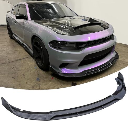 WildWell Front Bumper Lip Splitter لـ 2015-2024 دودج تشارجر SRT Hellcat Scat Pack Daytona RT، طقم الجسم الأمامي لسبويلر الهواء الذقن غير واسع الجسم باللون الأسود غير اللامع in Kuwait